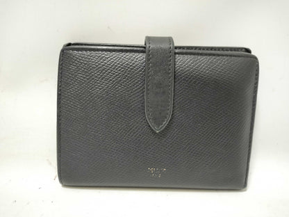 CELINE CELINE Strap Leather Folding Wallet Black Wallet
