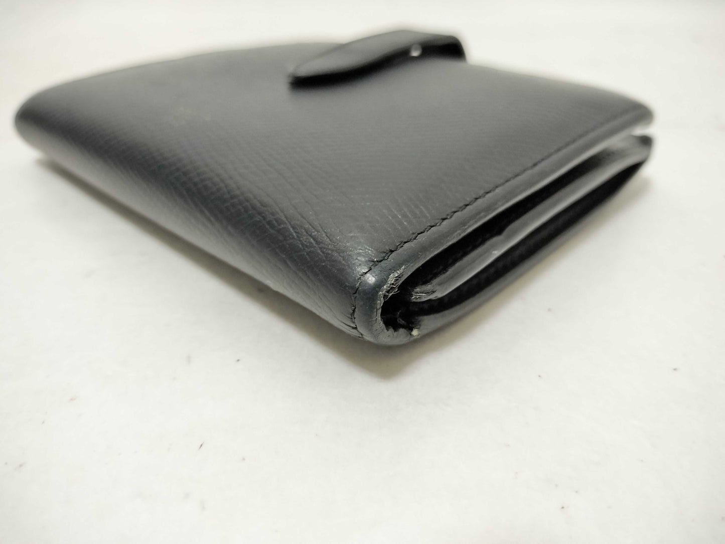 CELINE CELINE Strap Leather Folding Wallet Black Wallet