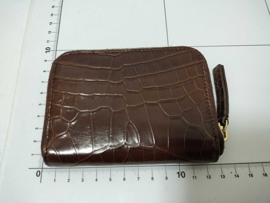 FENDI FENDI Coin Case Crocodile Embossed Brown Coin Case