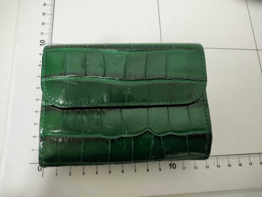 Chloe Chloe Croco Embossed Green Tri-fold Wallet