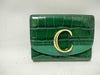 Chloe Chloe Croco Embossed Green Tri-fold Wallet