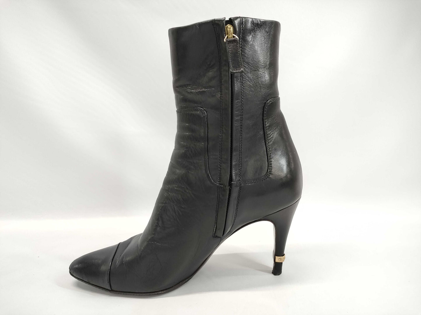 CHANEL CHANEL Boots Shoes Heel Leather Size 36 Black Other Shoes