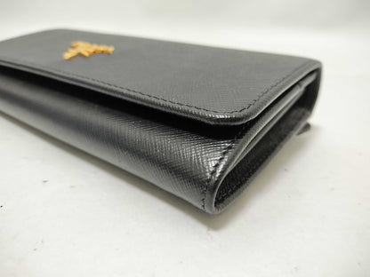 PRADA PRADA Saffiano Long Wallet Black Wallet Wallet