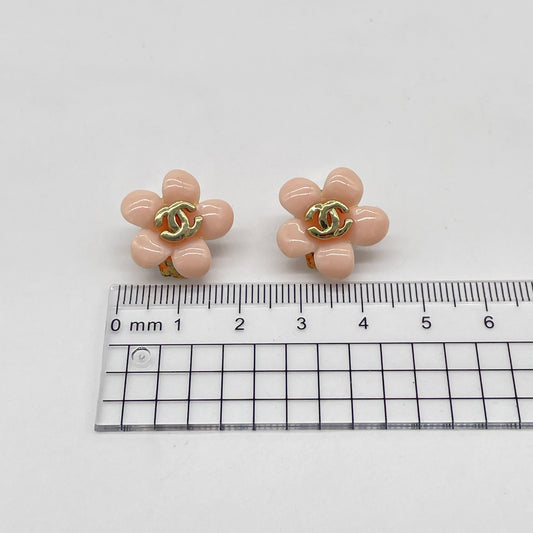 CHANEL Coco Mark Camellia Earrings 05P