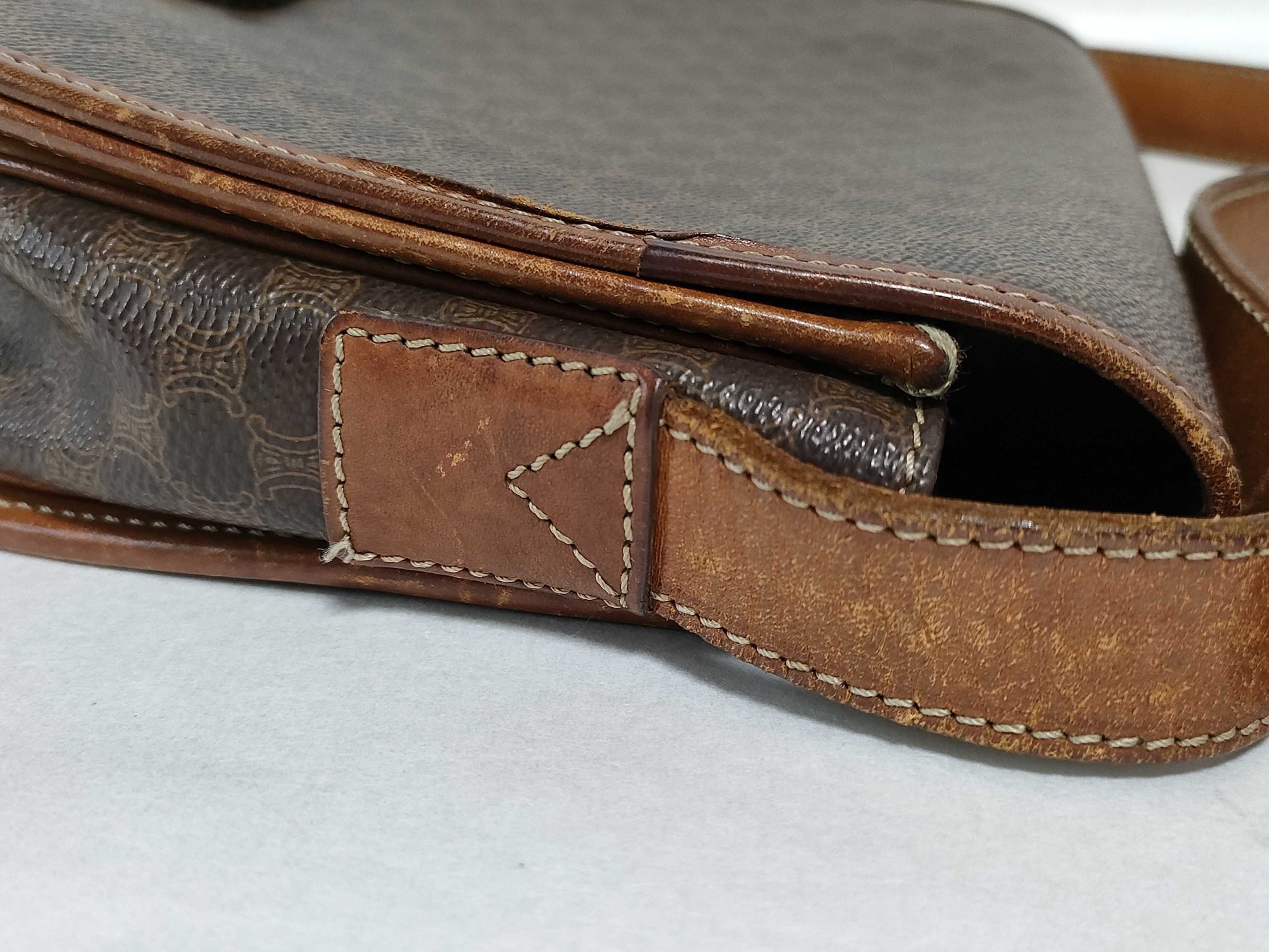 CELINE Macadam x Leather Shoulder Bag