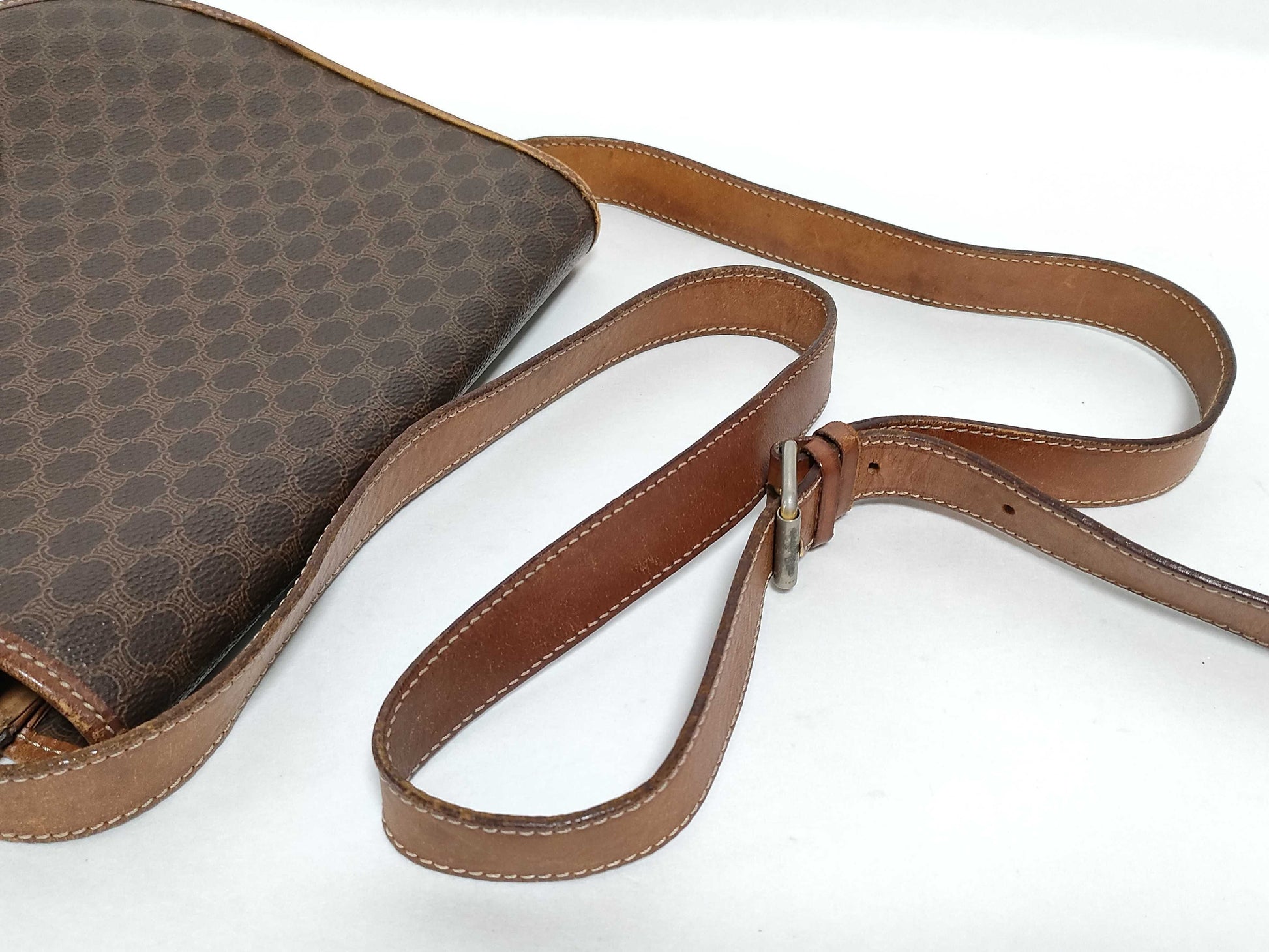 CELINE Macadam x Leather Shoulder Bag