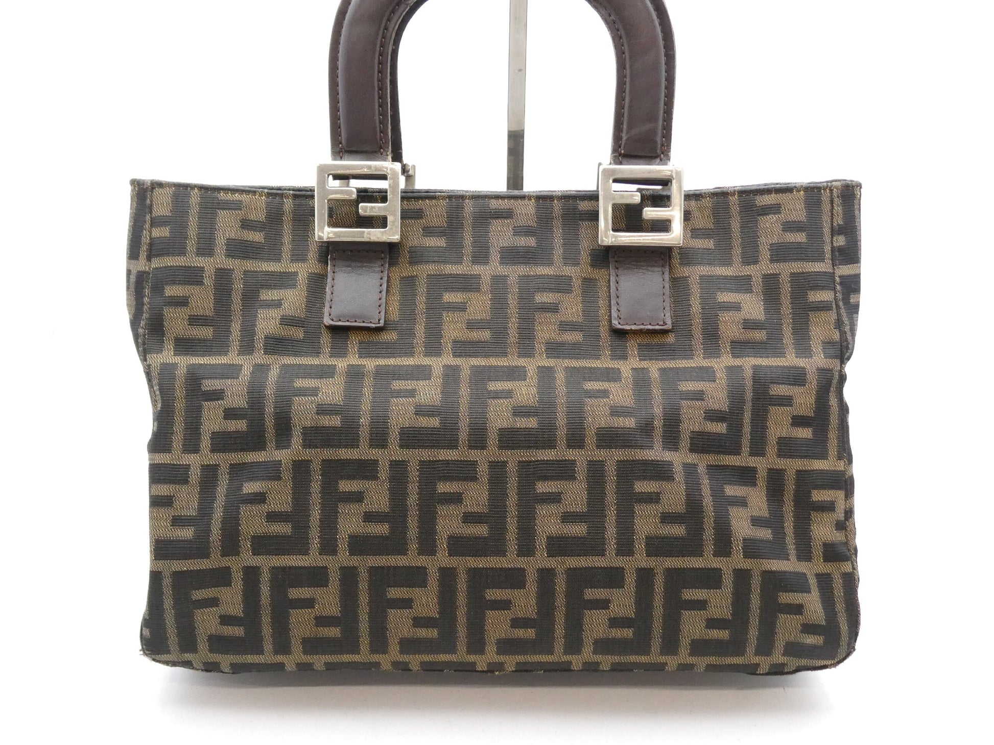 FENDI Zucca pattern canvas and leather handbag