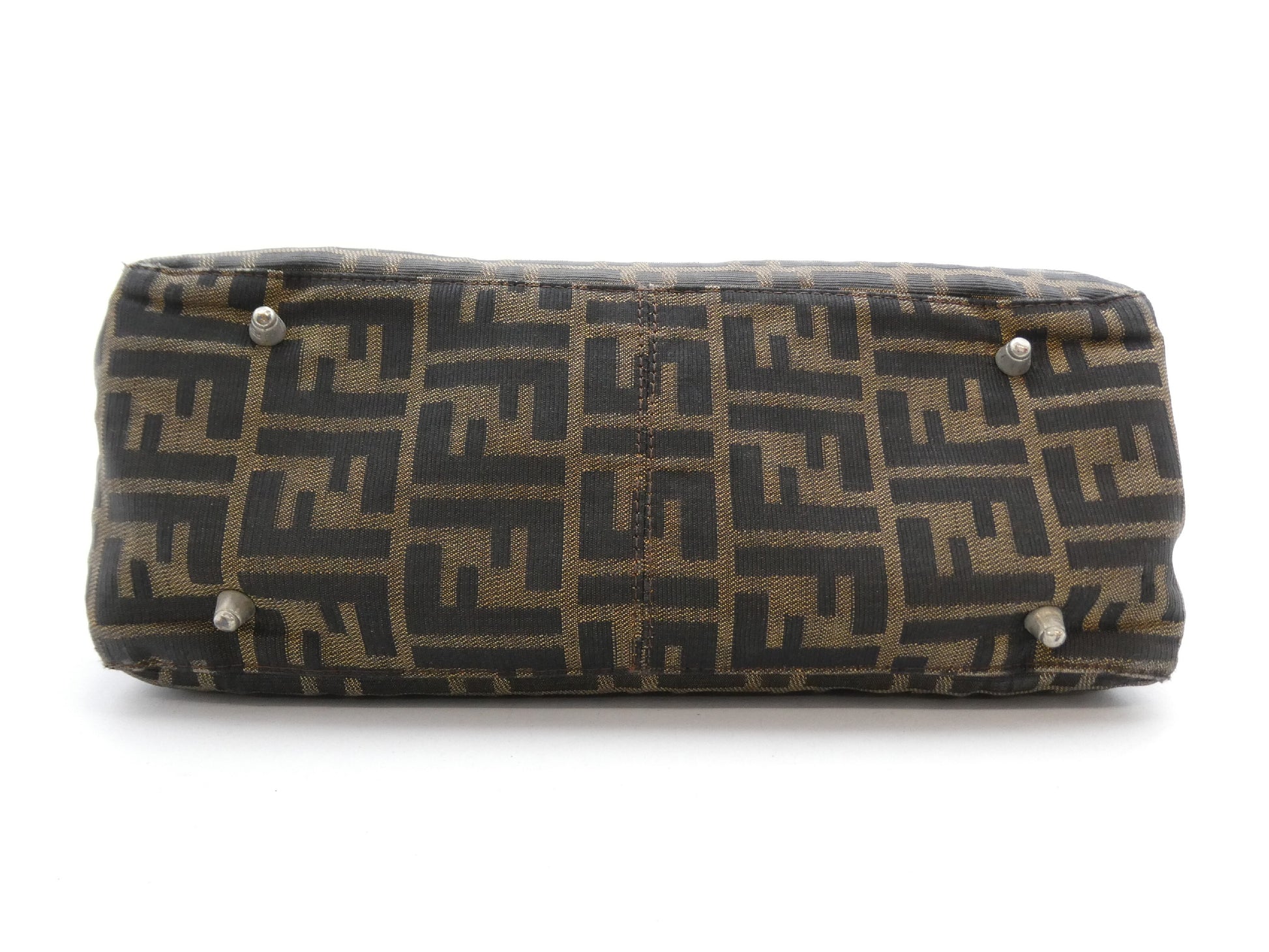 FENDI Zucca pattern canvas and leather handbag