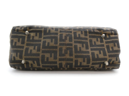 FENDI Zucca pattern canvas and leather handbag