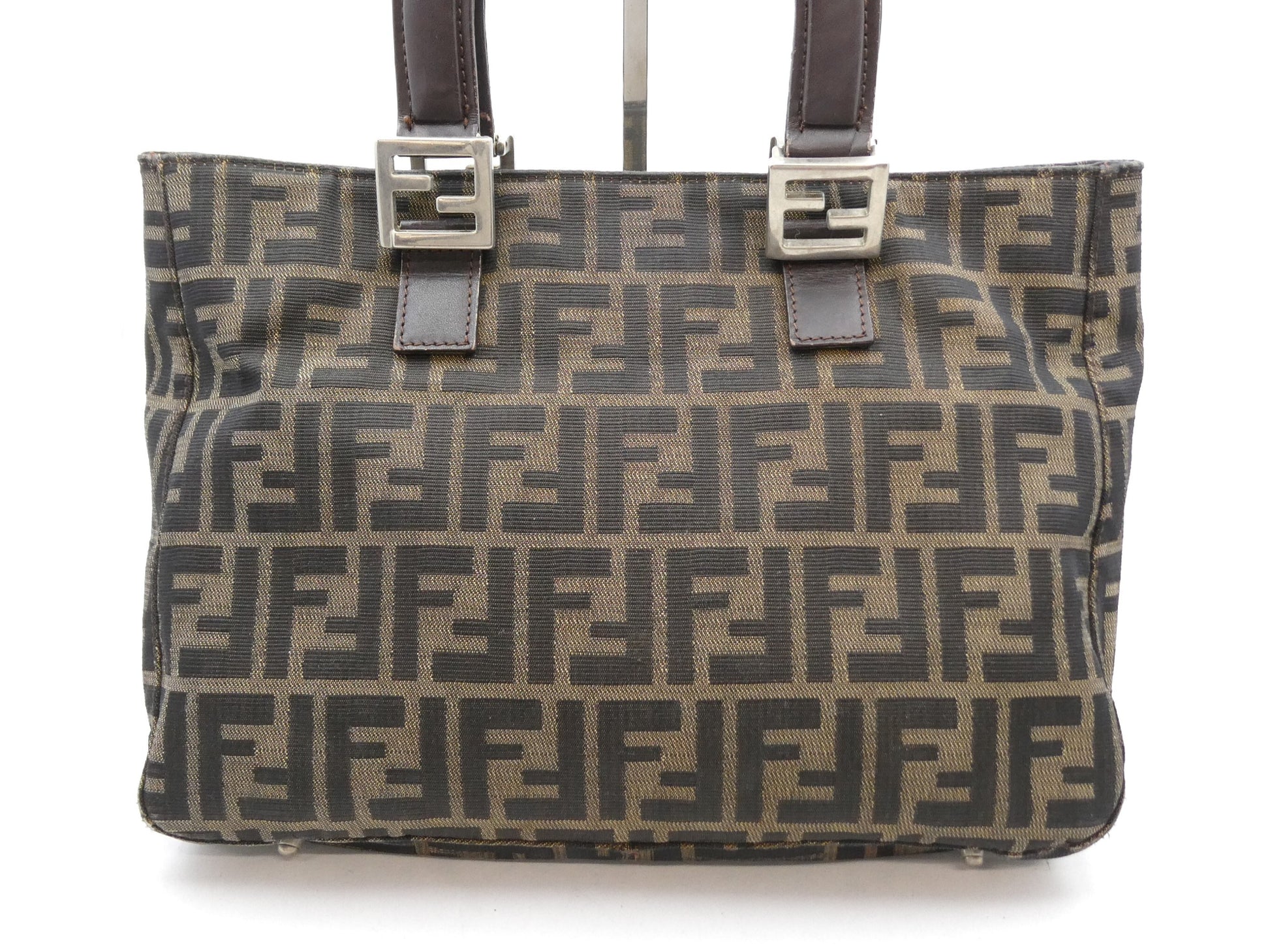 FENDI Zucca pattern canvas and leather handbag