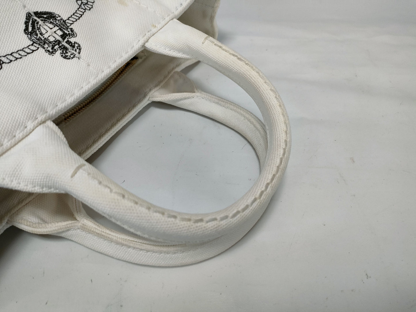 PRADA Canapa Canvas 2-Way Handbag White
