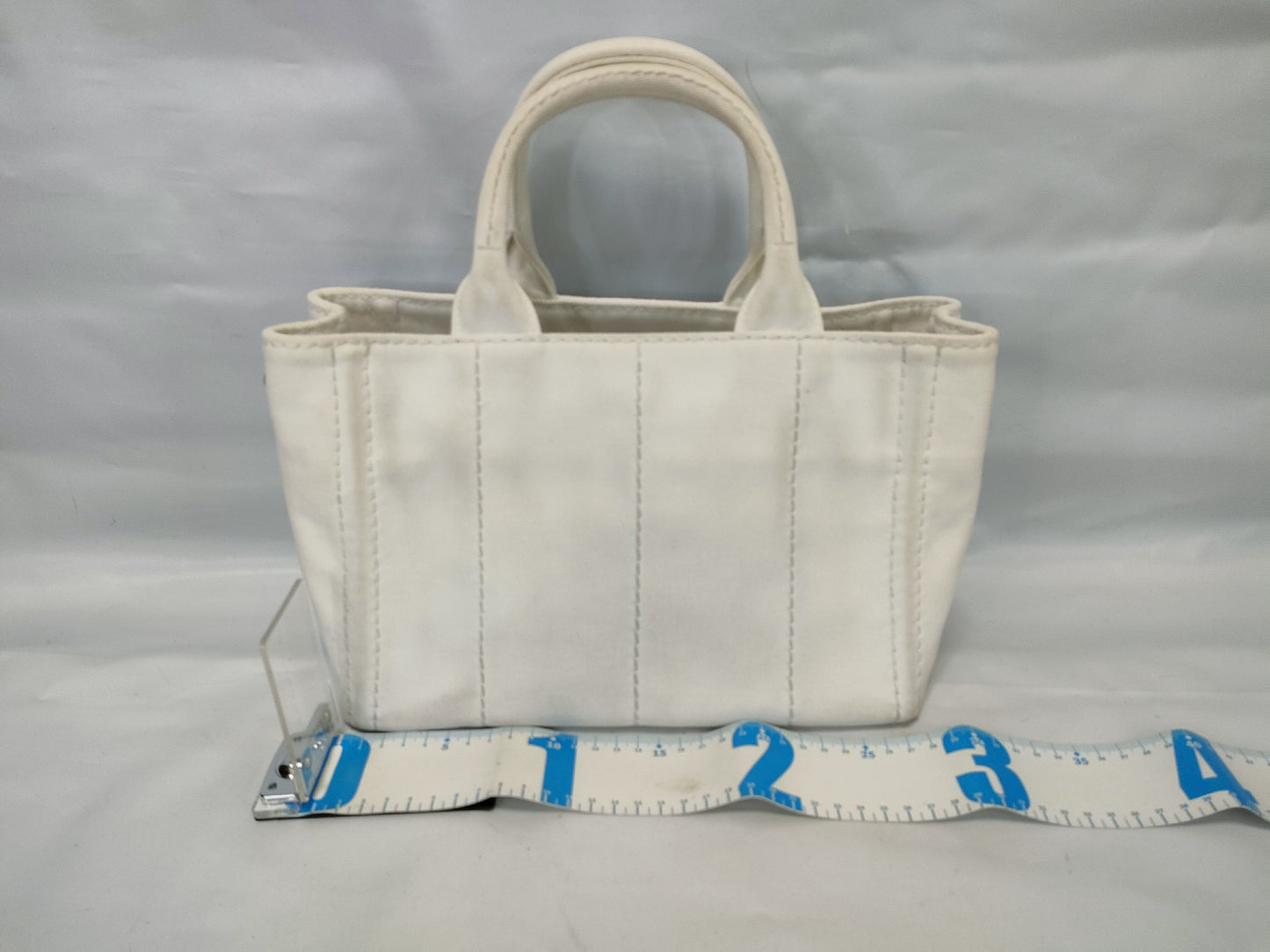 PRADA Canapa Canvas 2-Way Handbag White
