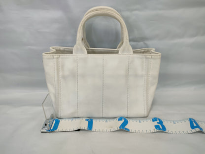 PRADA Canapa Canvas 2-Way Handbag White
