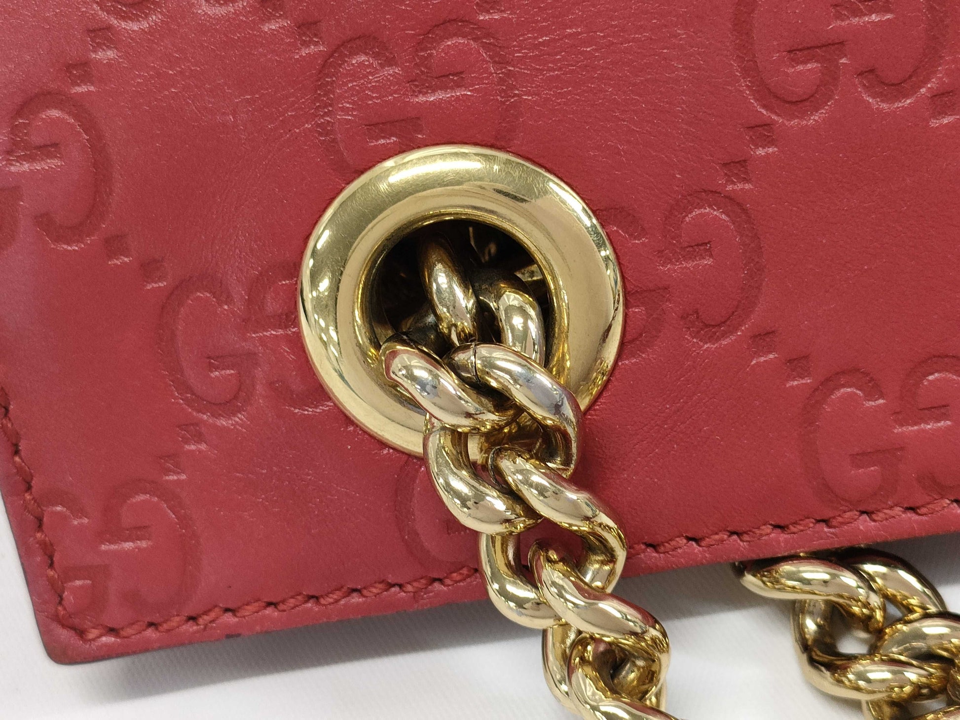 GUCCI Chain Tote Bag in Shimmer Leather GG 453773 Bag