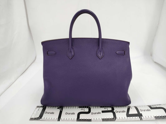 HERMES Birkin 40 Taurillon Clemence Iris Handbag with N Stamp