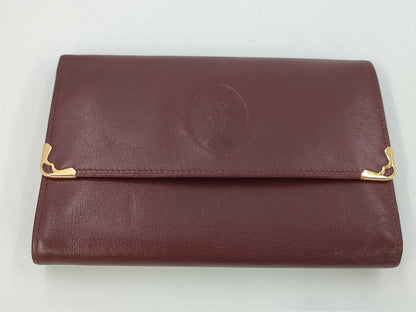 Cartier Must Line Leather Tri-fold Wallet Bordeaux