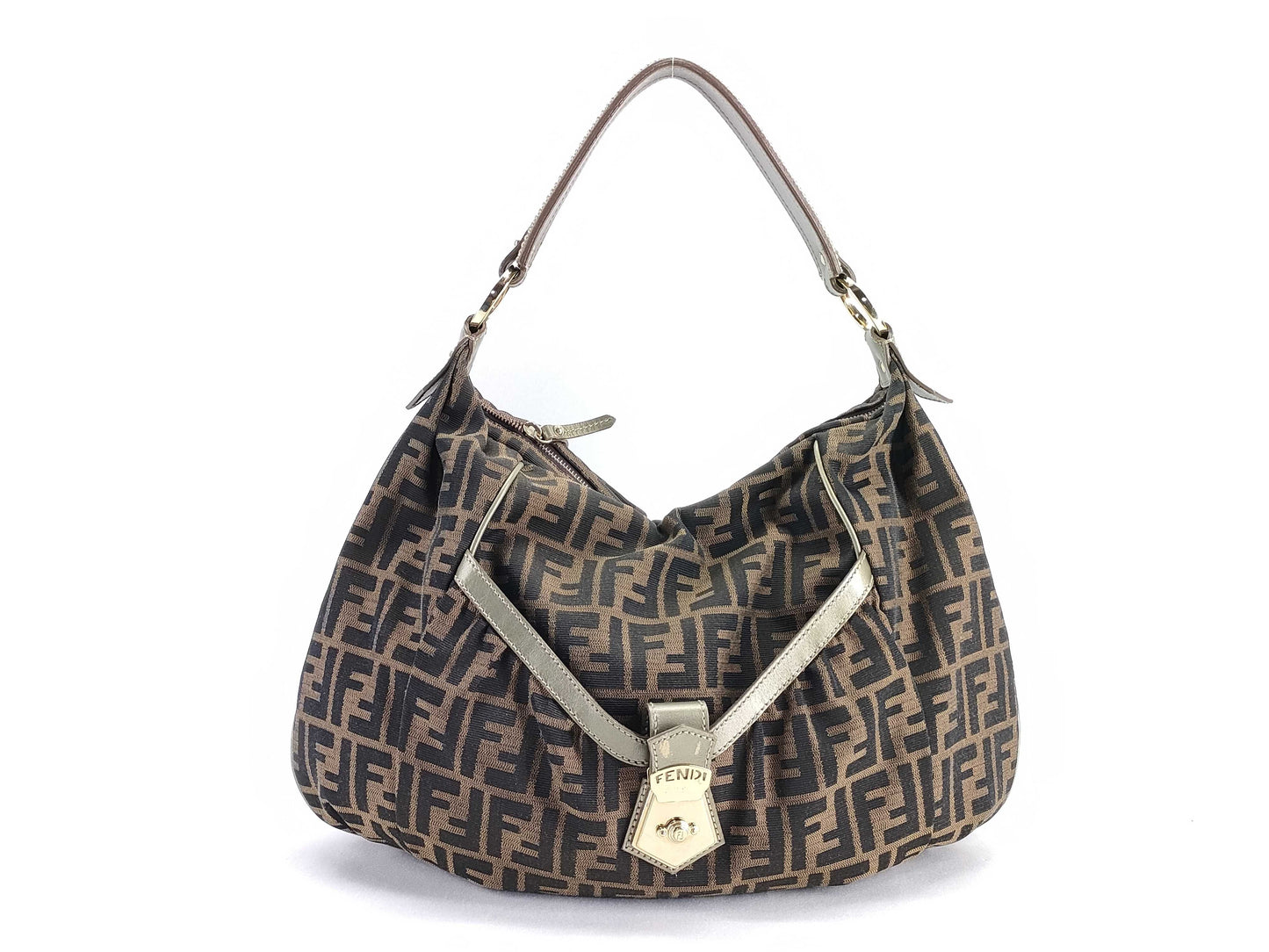 FENDI Zucca pattern shoulder bag with FENDI Zucca hardware
