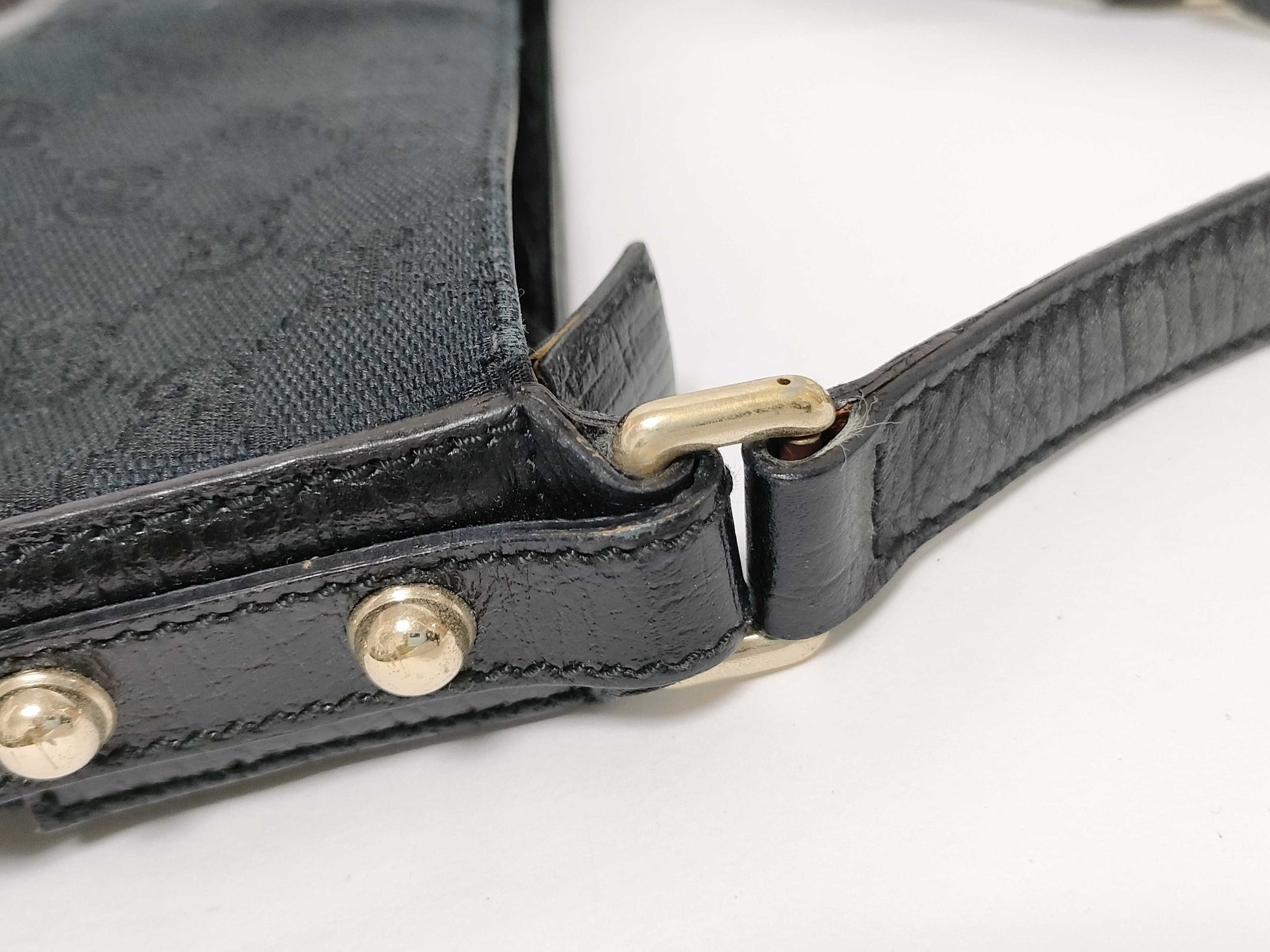 GUCCI GG Canvas Horsebit Shoulder Bag