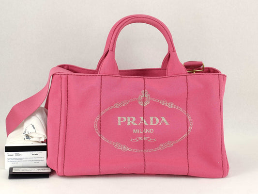 PRADA PRADA Canapa 2-Way Handbag with Shoulder Strap