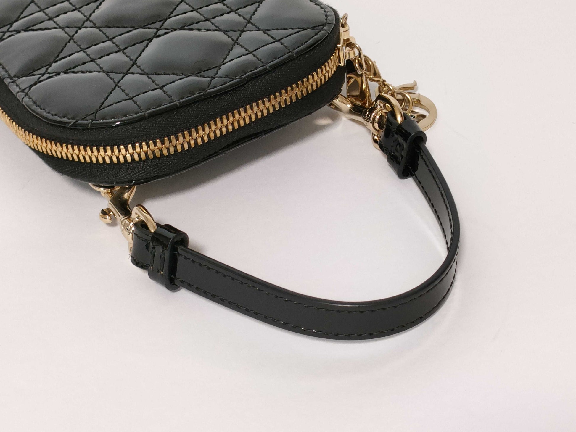 Dior Cannage Enamel Phone Holder Chain Shoulder Bag Handbag