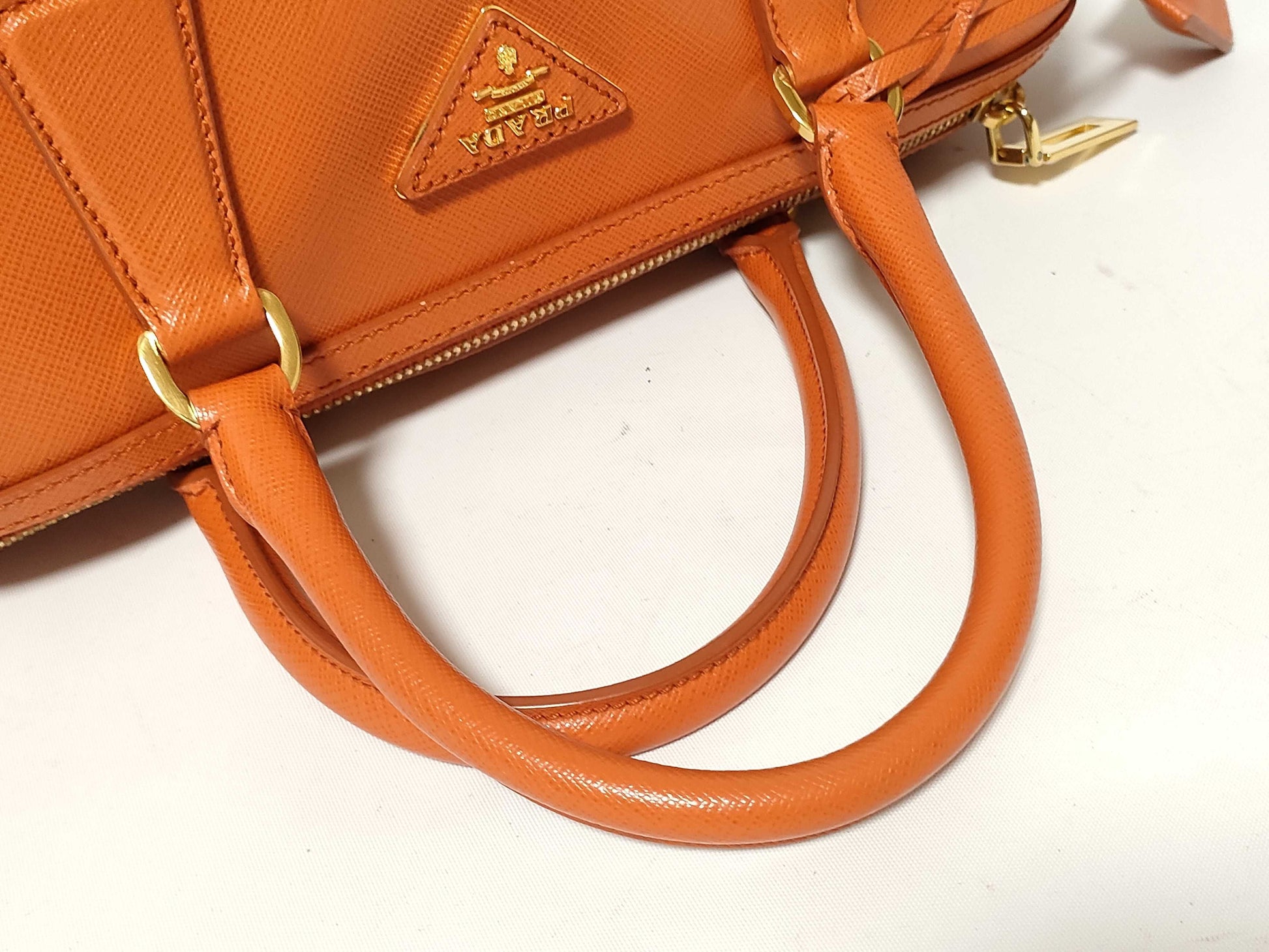 PRADA Saffiano Mini Boston Bag, Orange
