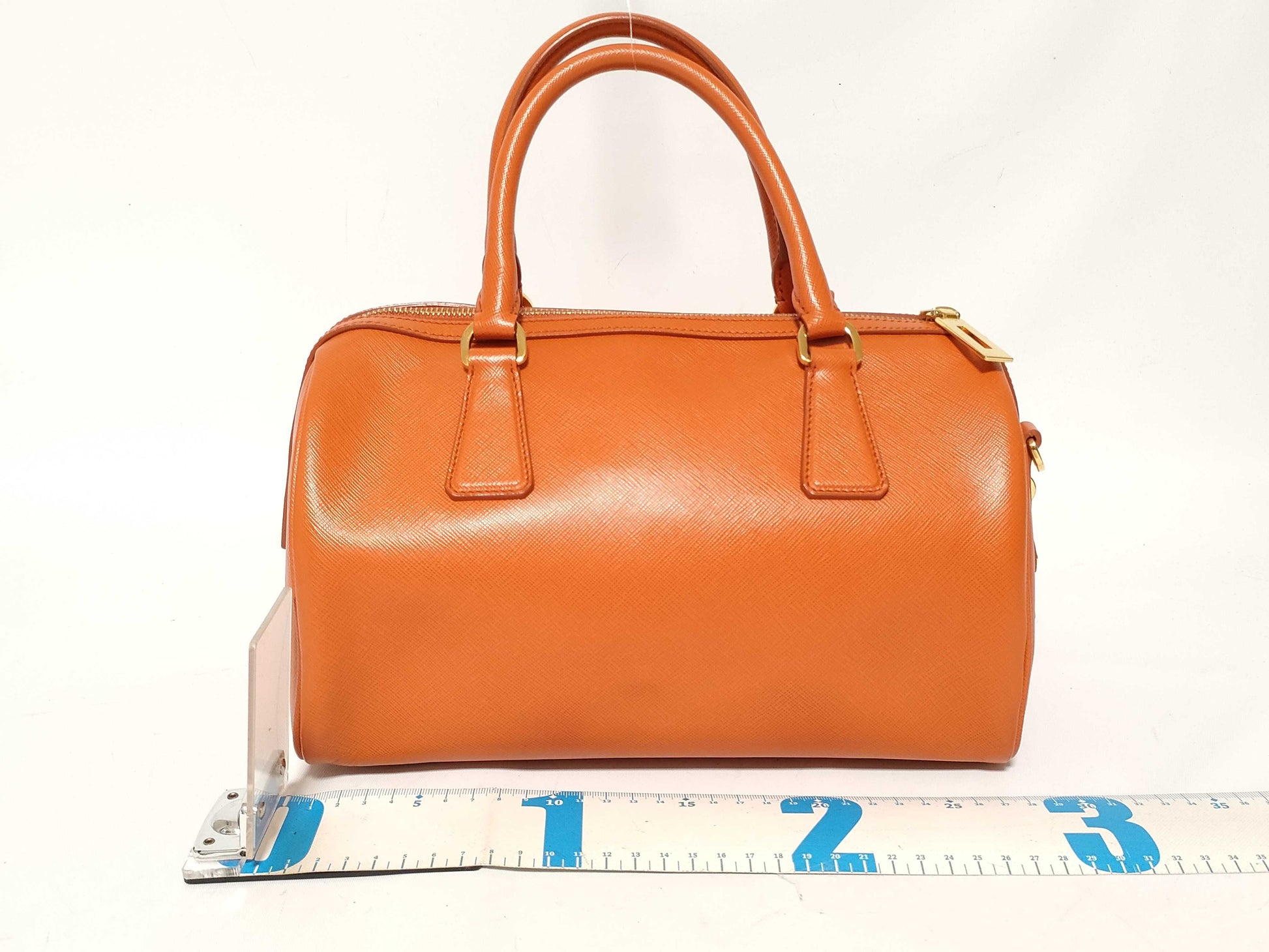 PRADA Saffiano Mini Boston Bag, Orange