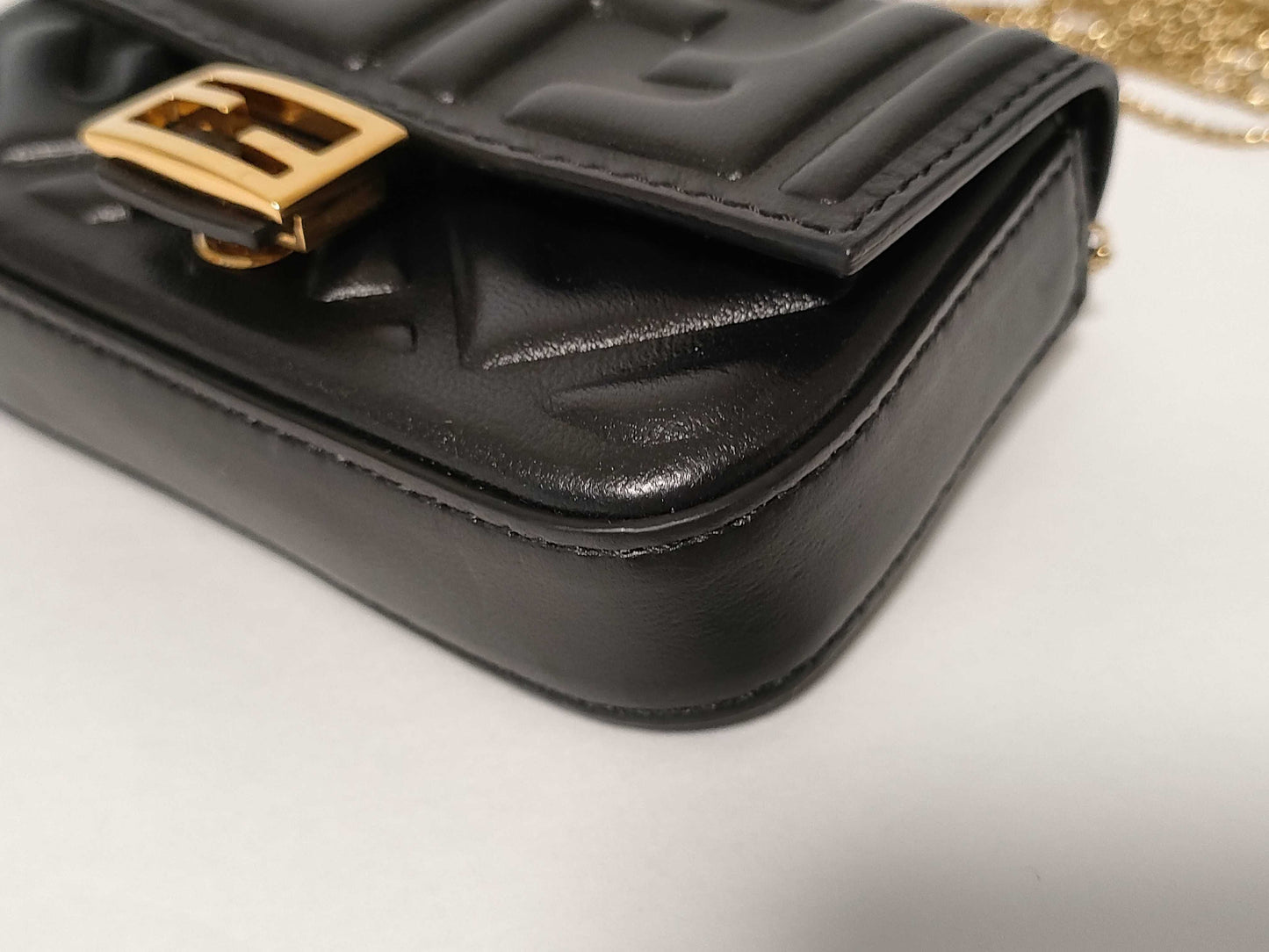 FENDI Nano Baguette Charm Leather Black 7AR844 Charm