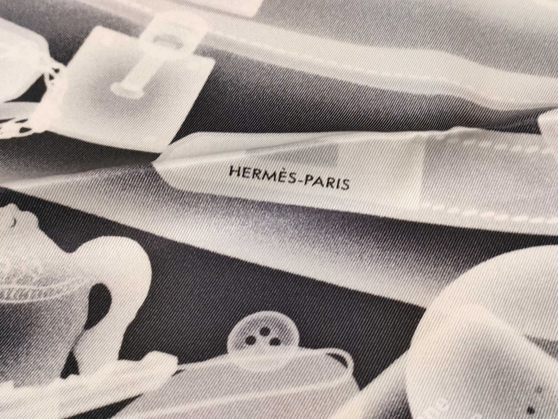 HERMES Carre 65 Large Silk Scarf Please Check In Black and White Excellent Condition