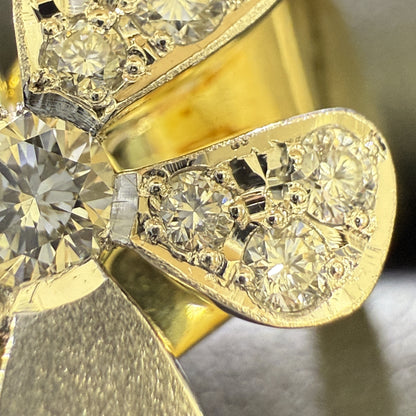 D0.18ct/0.30ct K18/PT900 14.3g Ring 