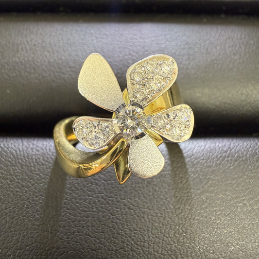 D0.18ct/0.30ct K18/PT900 14.3g Ring 