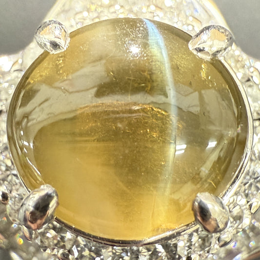 Chrysoberyl Cat's Eye 3.31ct D2.47ct Pt900 15.0g Ring 