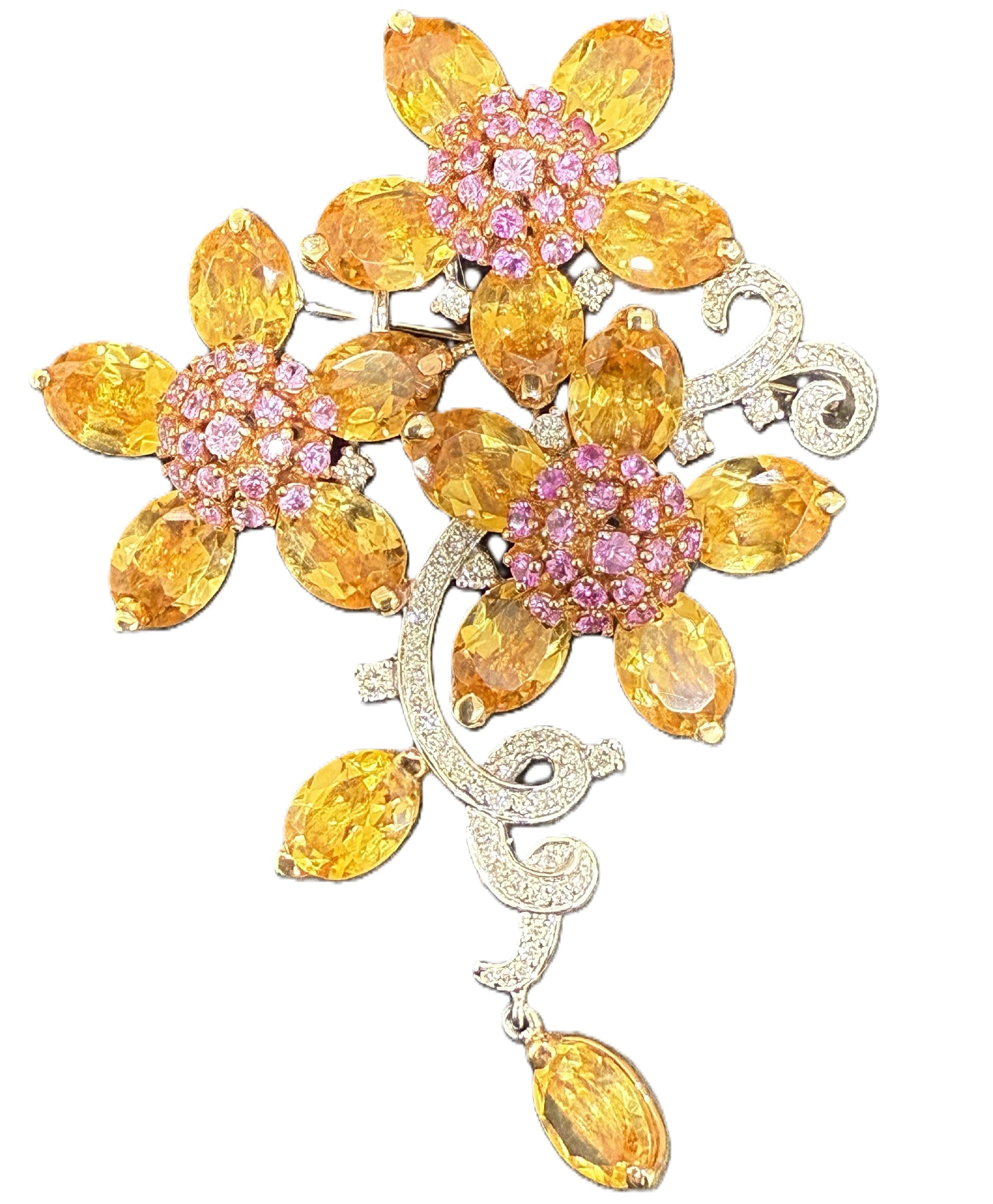 Colored Stone D0.50ct 750 21.3g Brooch 