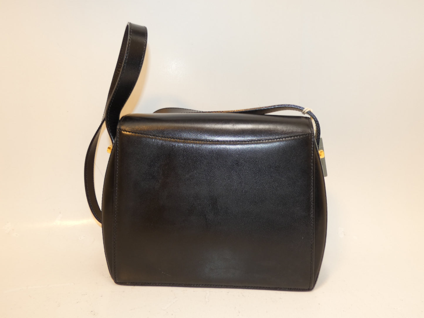 BALLY front logo leather black flap shoulder bag