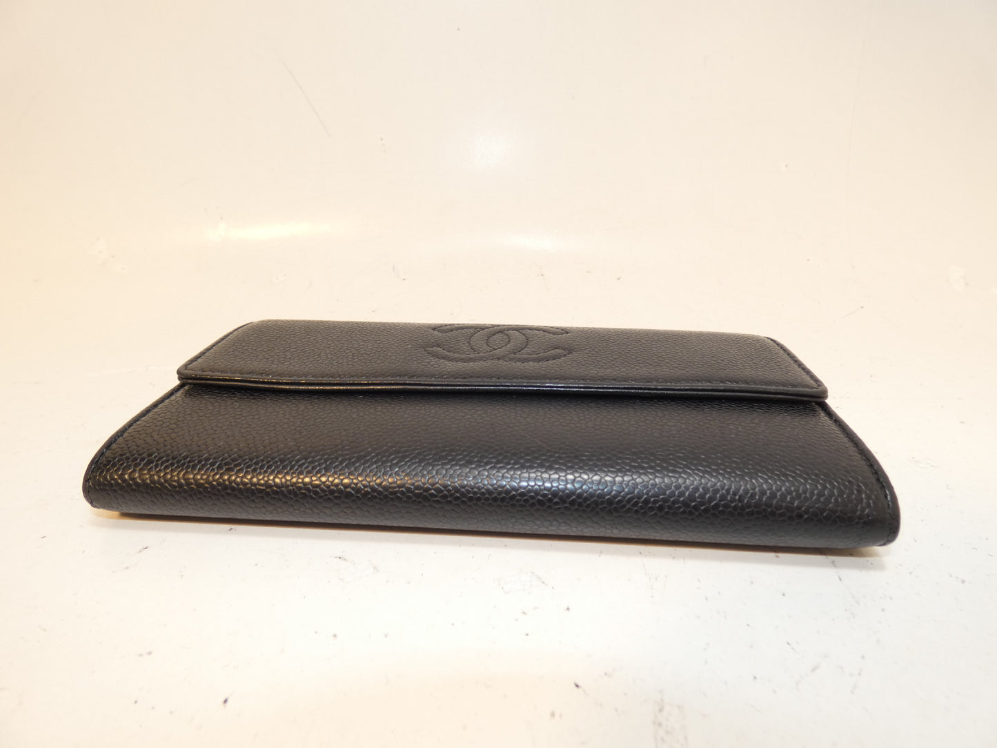 CHANEL Caviar Skin Coco Caviar Skin Black Long Wallet
