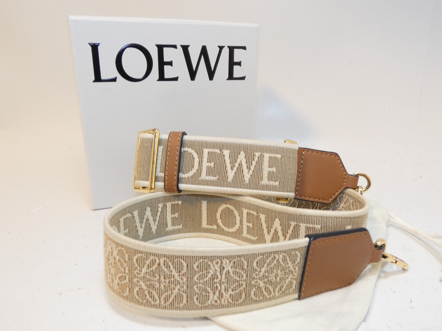 LOEWE Anagram Logo Leather Canvas Shoulder Strap Other Accessories