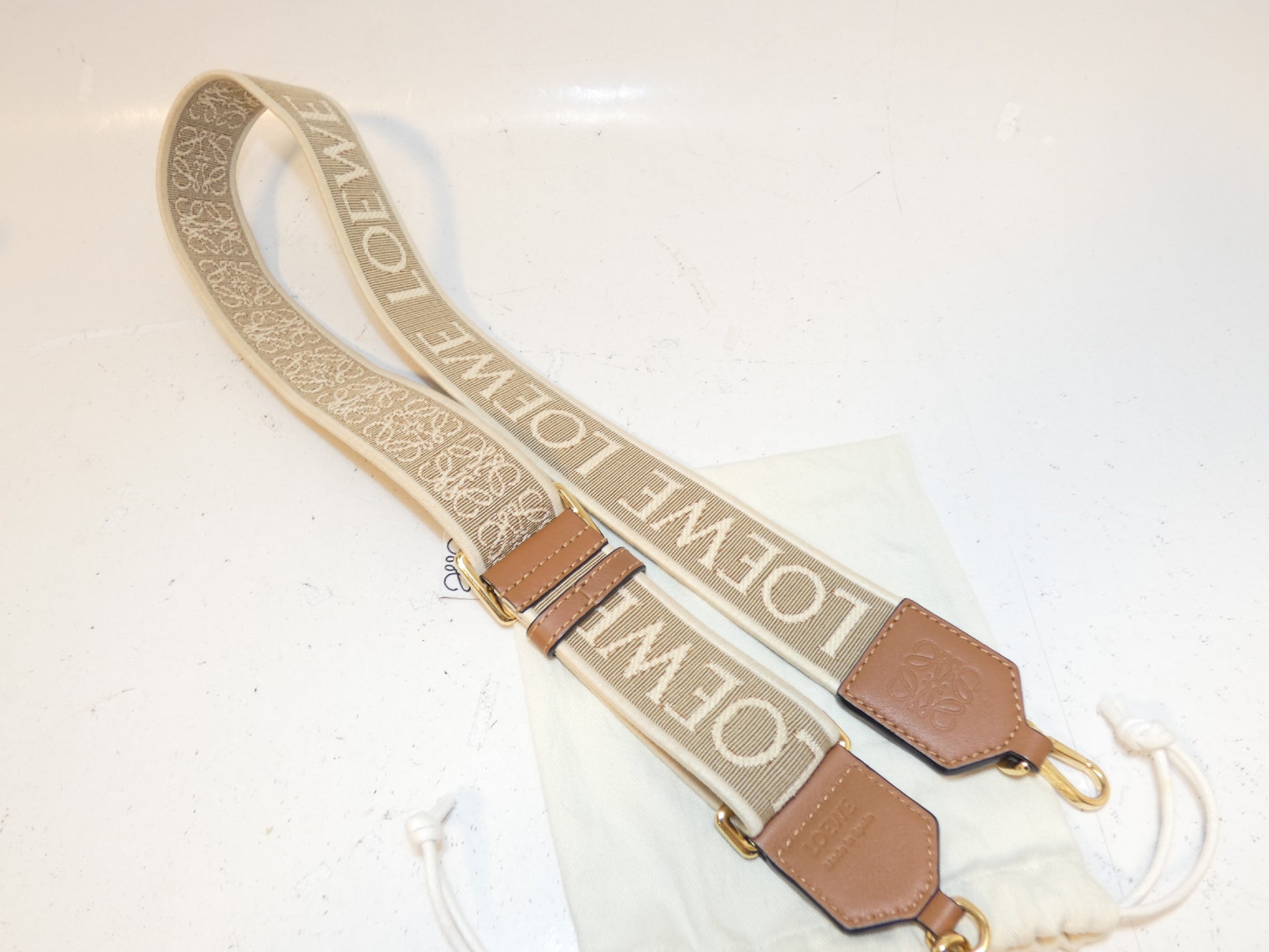 LOEWE Anagram Logo Leather Canvas Shoulder Strap Other Accessories