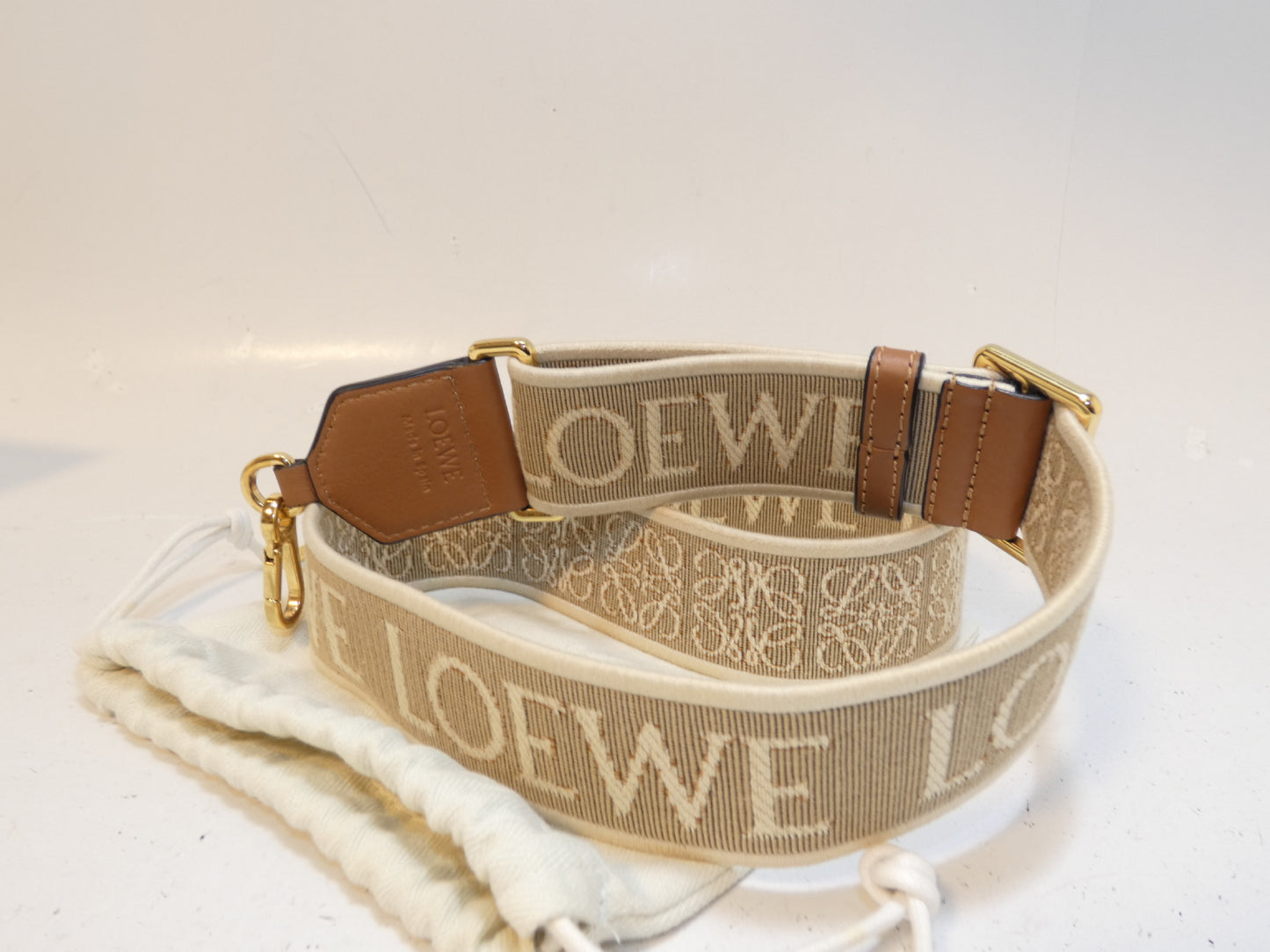 LOEWE Anagram Logo Leather Canvas Shoulder Strap Other Accessories