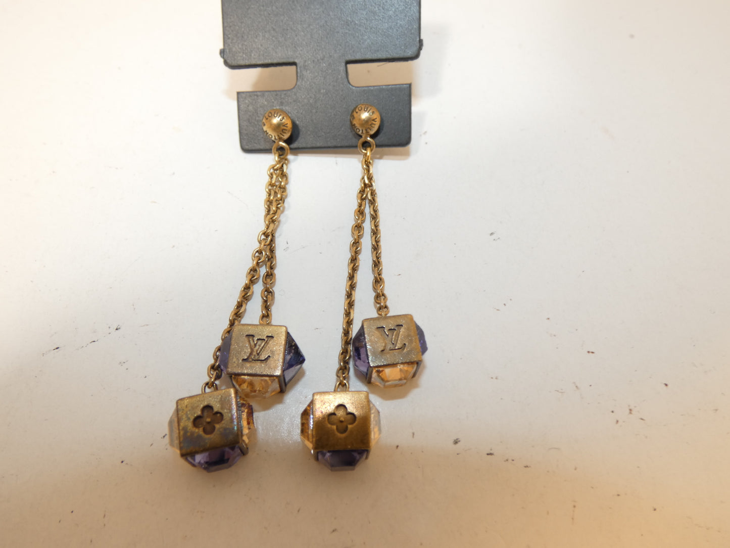 LOUIS VUITTON Cube Logo Earrings