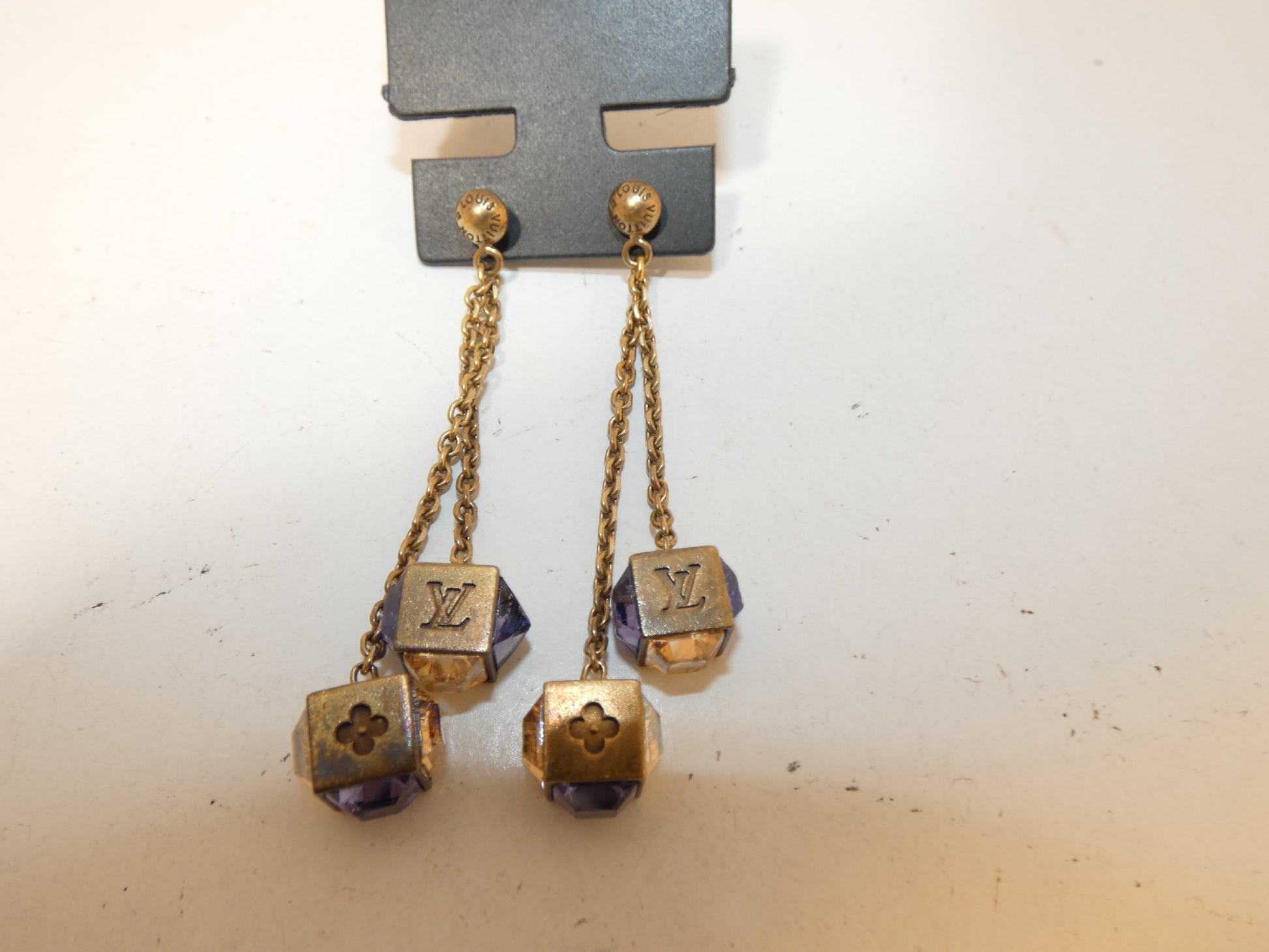 LOUIS VUITTON Cube Logo Earrings