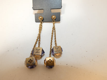 LOUIS VUITTON Cube Logo Earrings