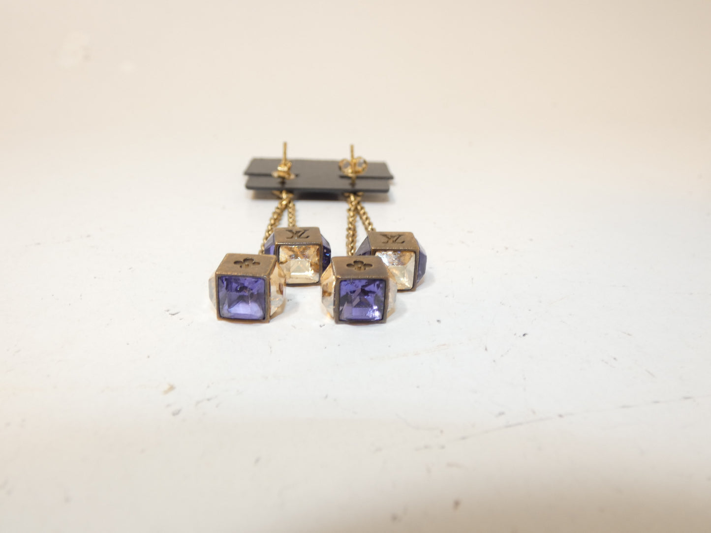 LOUIS VUITTON Cube Logo Earrings
