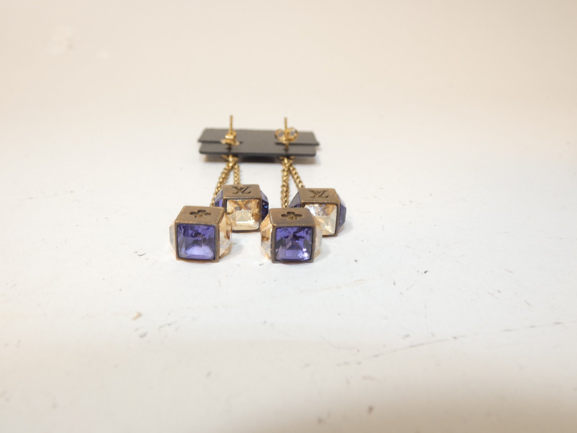 LOUIS VUITTON Cube Logo Earrings