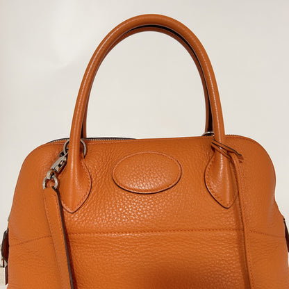 HERMES Bolide 31 Handbag/Shoulder Bag, Taurillon Clemence Leather, Orange, □Q Shoulder Bag