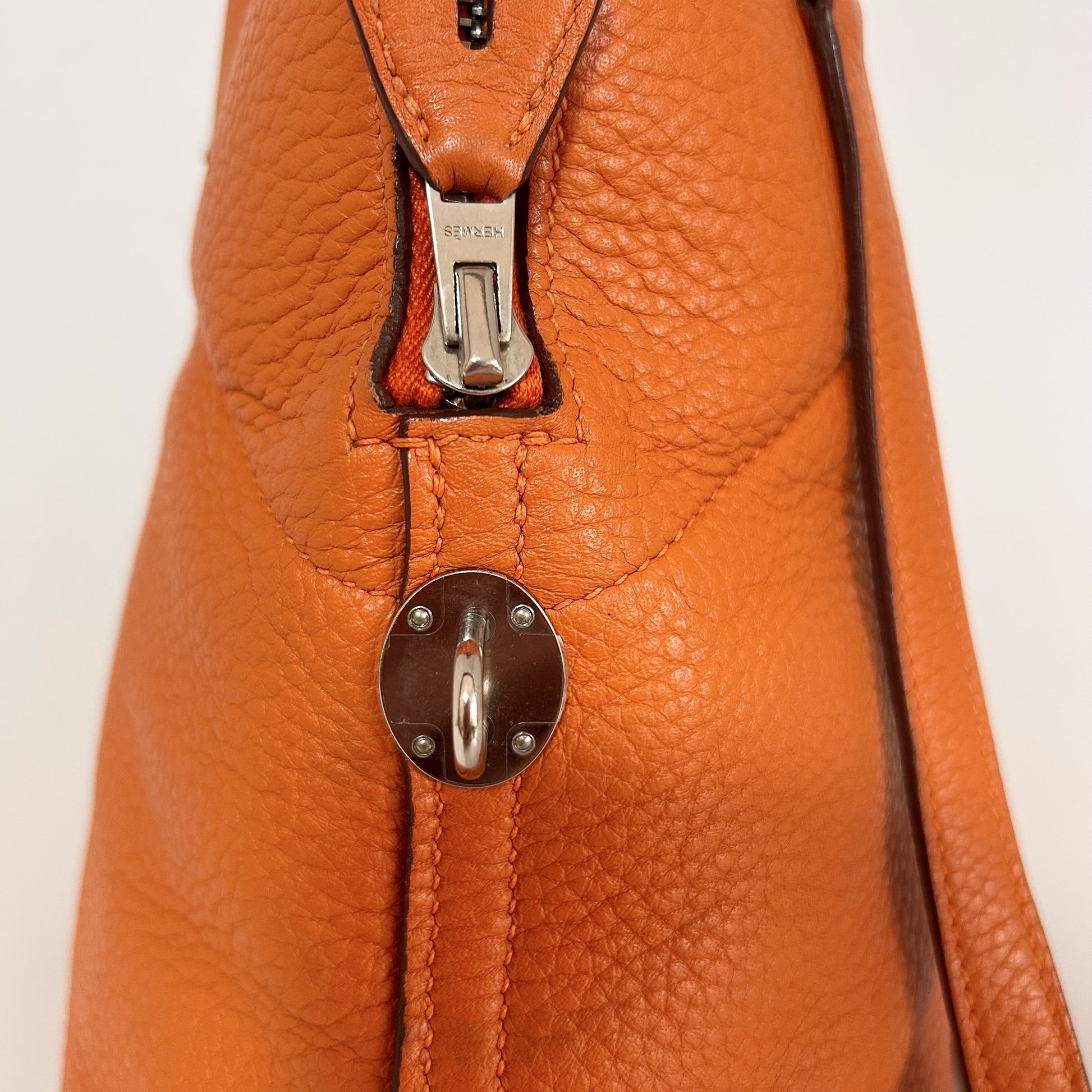 HERMES Bolide 31 Handbag/Shoulder Bag, Taurillon Clemence Leather, Orange, □Q Shoulder Bag
