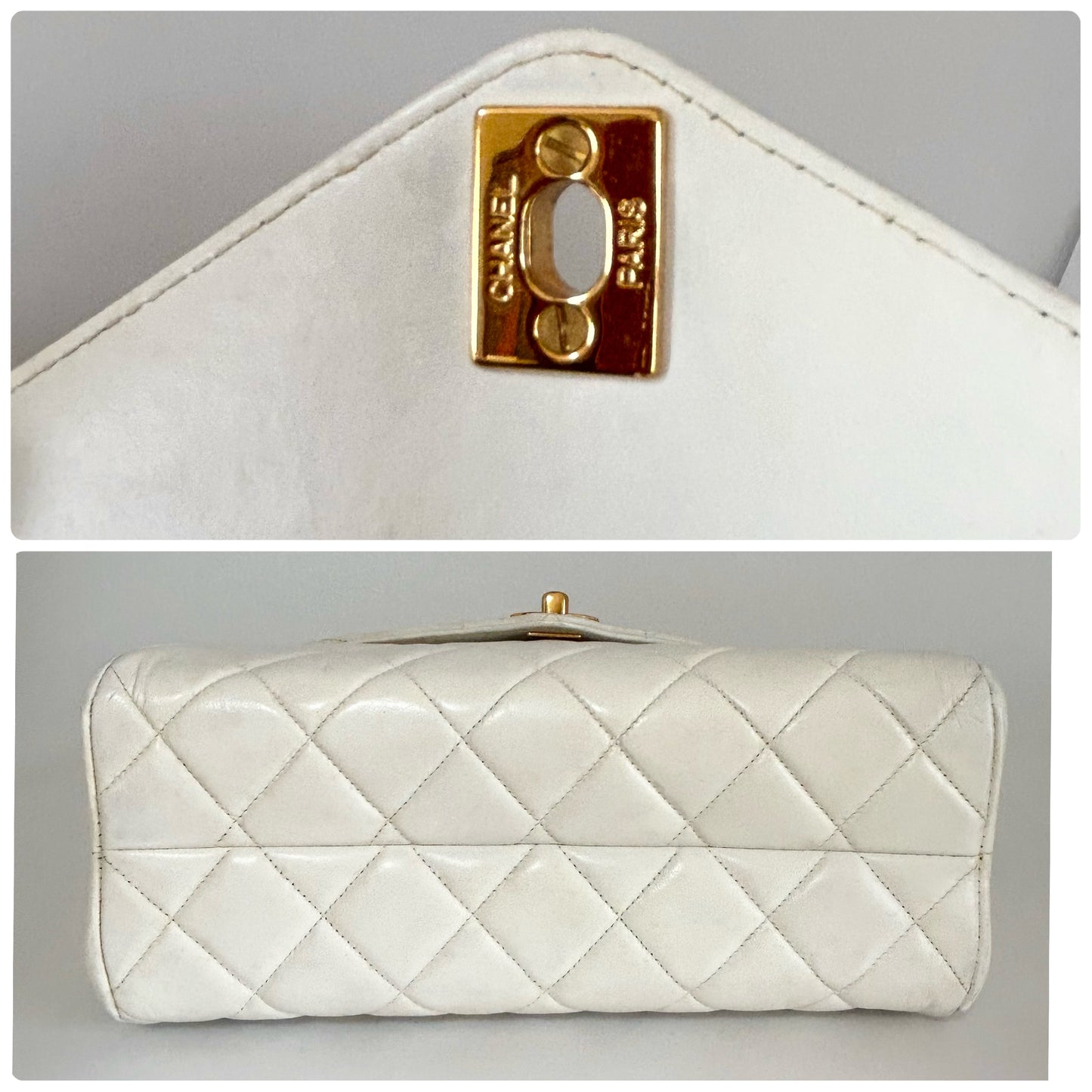CHANEL Matelasse Chain Shoulder Bag, W24, White, with Seal