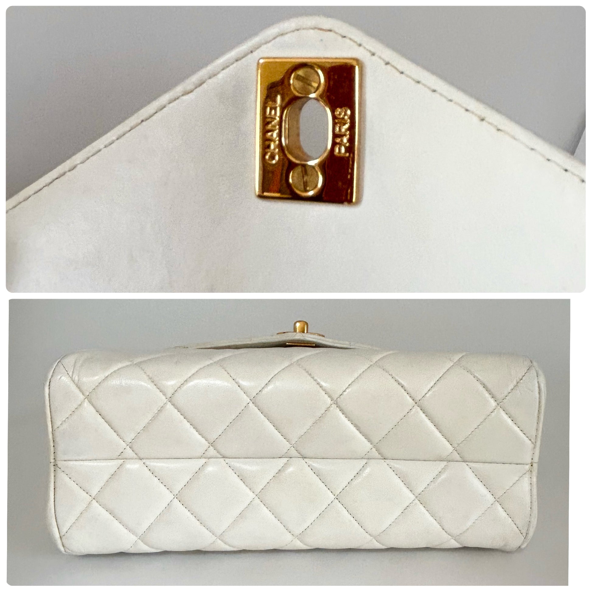 CHANEL Matelasse Chain Shoulder Bag, W24, White, with Seal