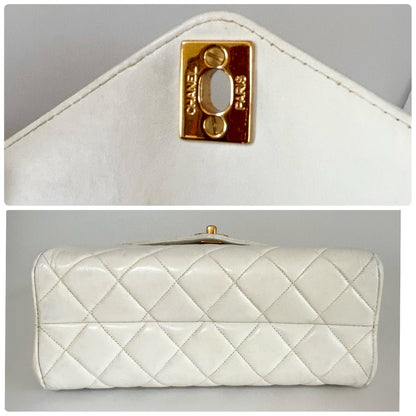 CHANEL Matelasse Chain Shoulder Bag, W24, White, with Seal