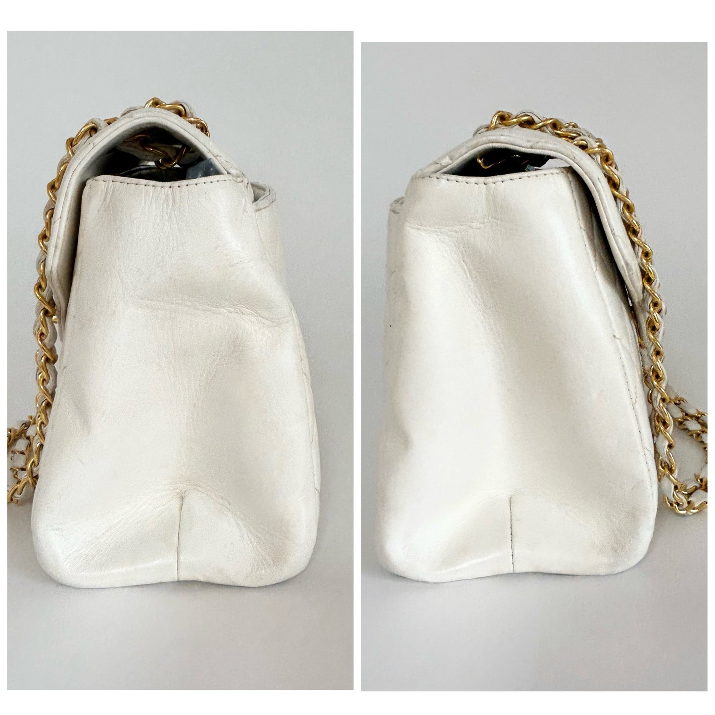 CHANEL Matelasse Chain Shoulder Bag, W24, White, with Seal