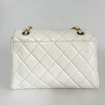 CHANEL Matelasse Chain Shoulder Bag, W24, White, with Seal
