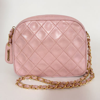 CHANEL Matelasse Chain Shoulder Bag, Pink, with Seal